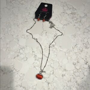 💥Paparazzi Silver and Orange Necklace and Earring Set💥